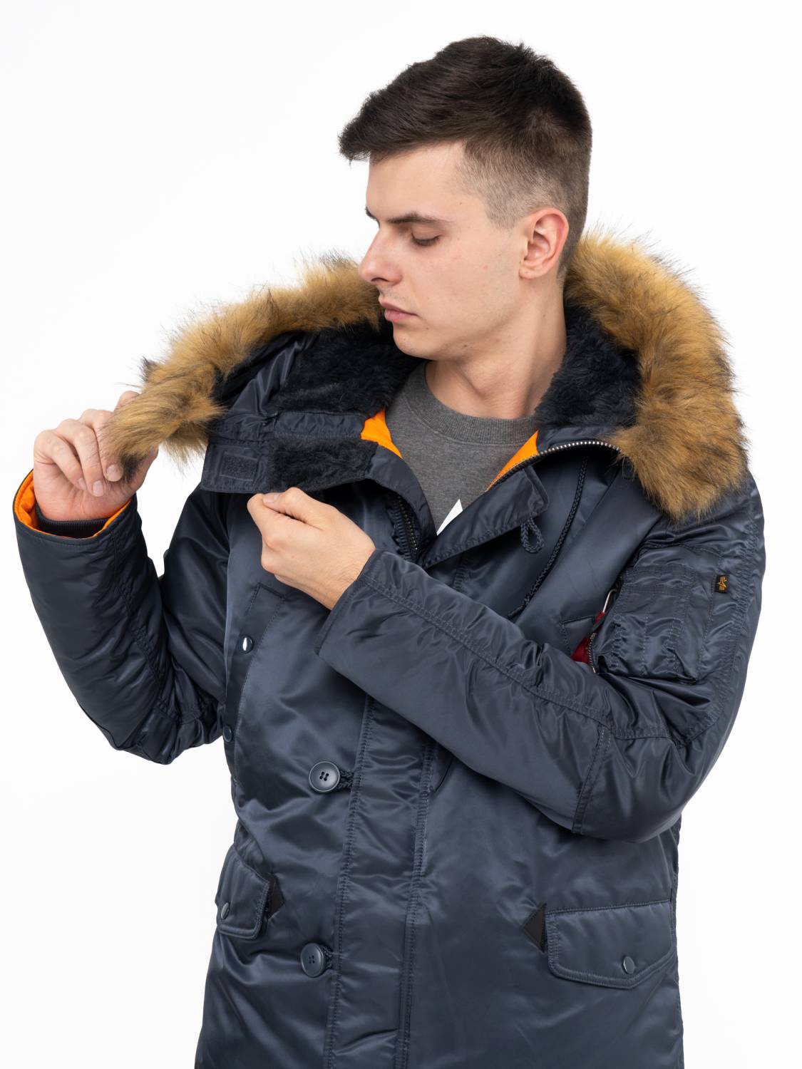 Куртка / Парка теплая мужская "Slim Fit N-3B" (Steel Blue) Alpha Industries