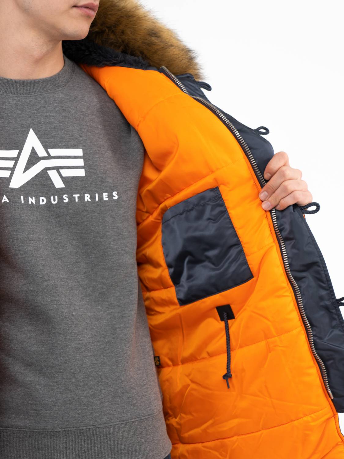 Куртка / Парка теплая мужская "Slim Fit N-3B" (Steel Blue) Alpha Industries