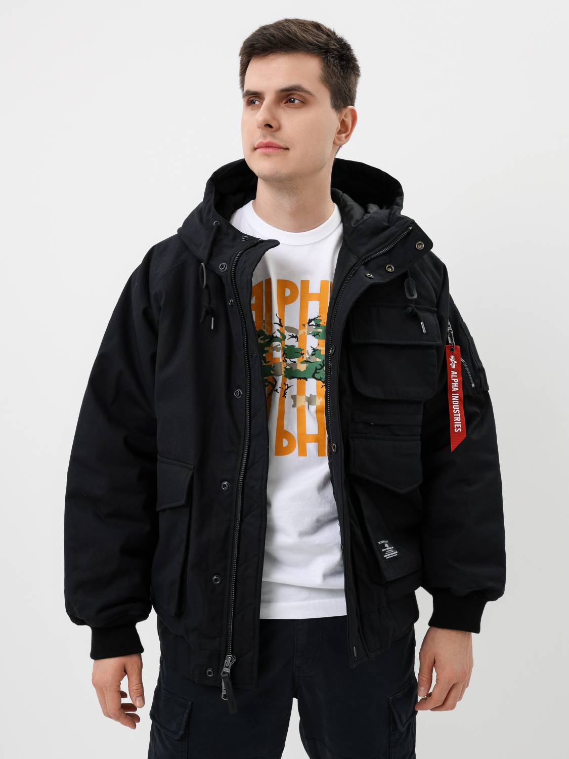 Куртка / Бомбер утепленный мужской ''MA-1 Hunting MOD'' (Black) Alpha Industries