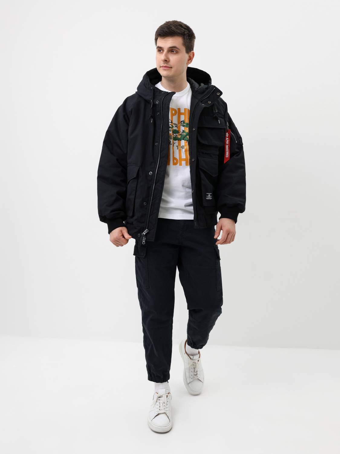 Куртка / Бомбер утепленный мужской ''MA-1 Hunting MOD'' (Black) Alpha Industries