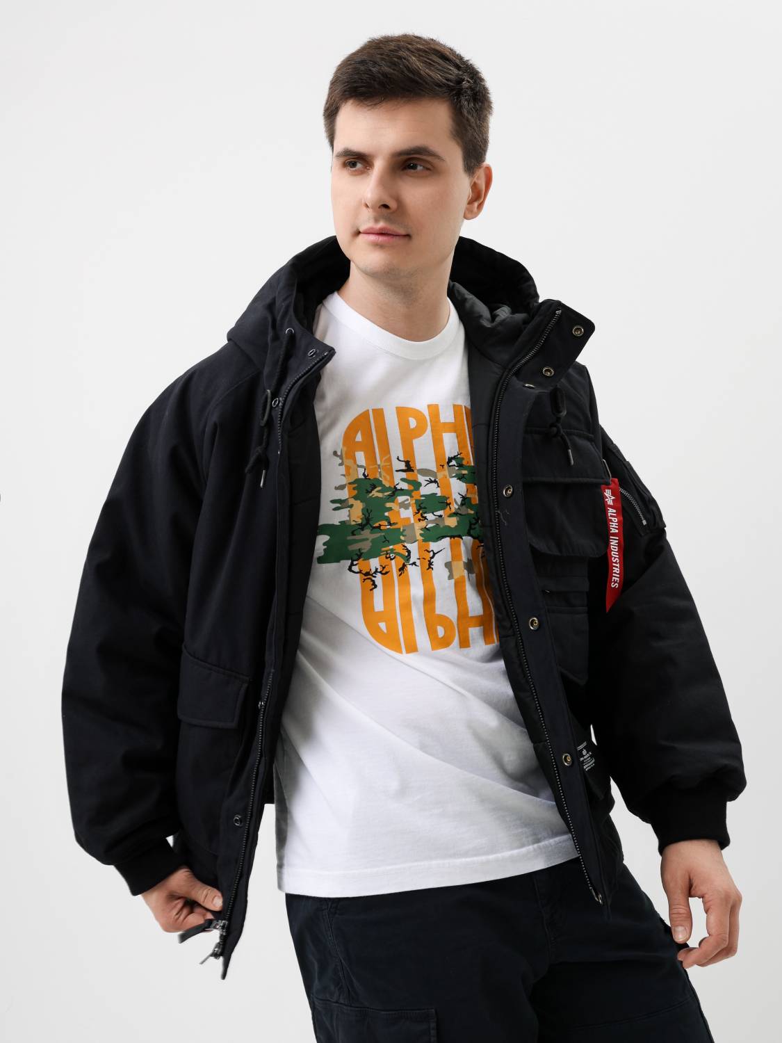 Куртка / Бомбер утепленный мужской ''MA-1 Hunting MOD'' (Black) Alpha Industries