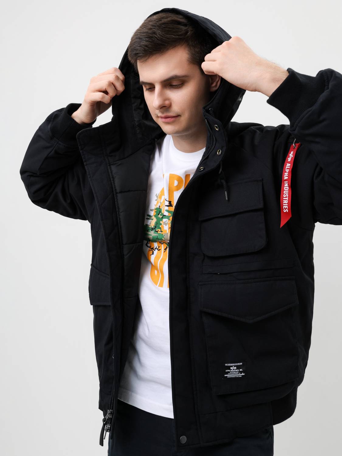Куртка / Бомбер утепленный мужской ''MA-1 Hunting MOD'' (Black) Alpha Industries
