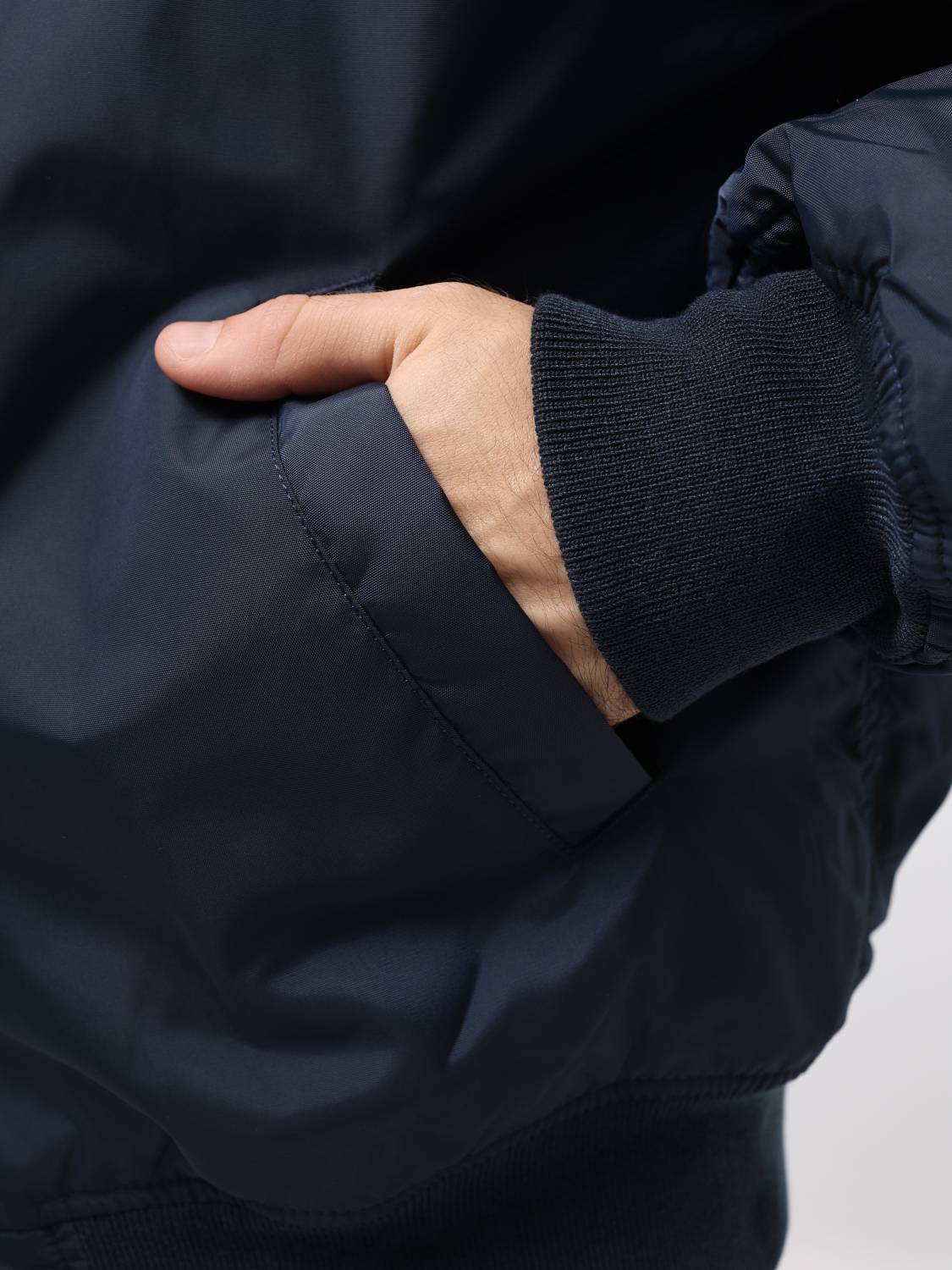 Куртка / Бомбер утепленный мужской '' MA-1 Hooded Logo Oxford'' (Replica Blue) Alpha Industries