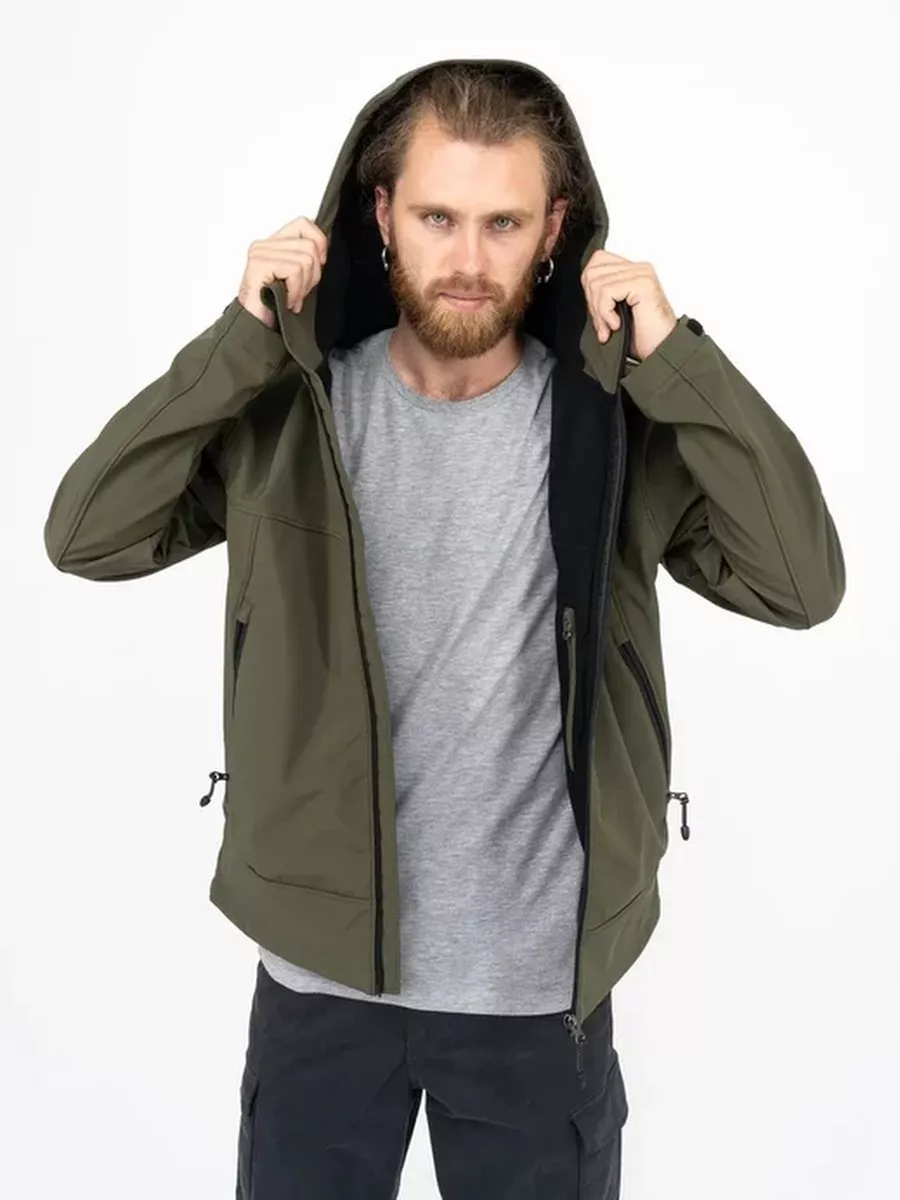 Куртка / Ветровка мужская "Alford Softshell" (Dark Oliv) Vintage Industries