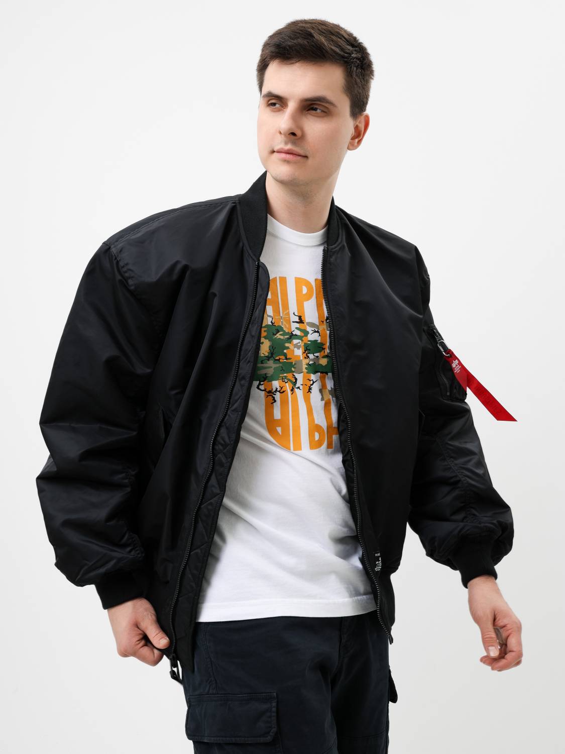 Куртка / Бомбер утепленный мужской оверсайз ''MA-1 Bloodchit Gen II'' (Black) Alpha Industries