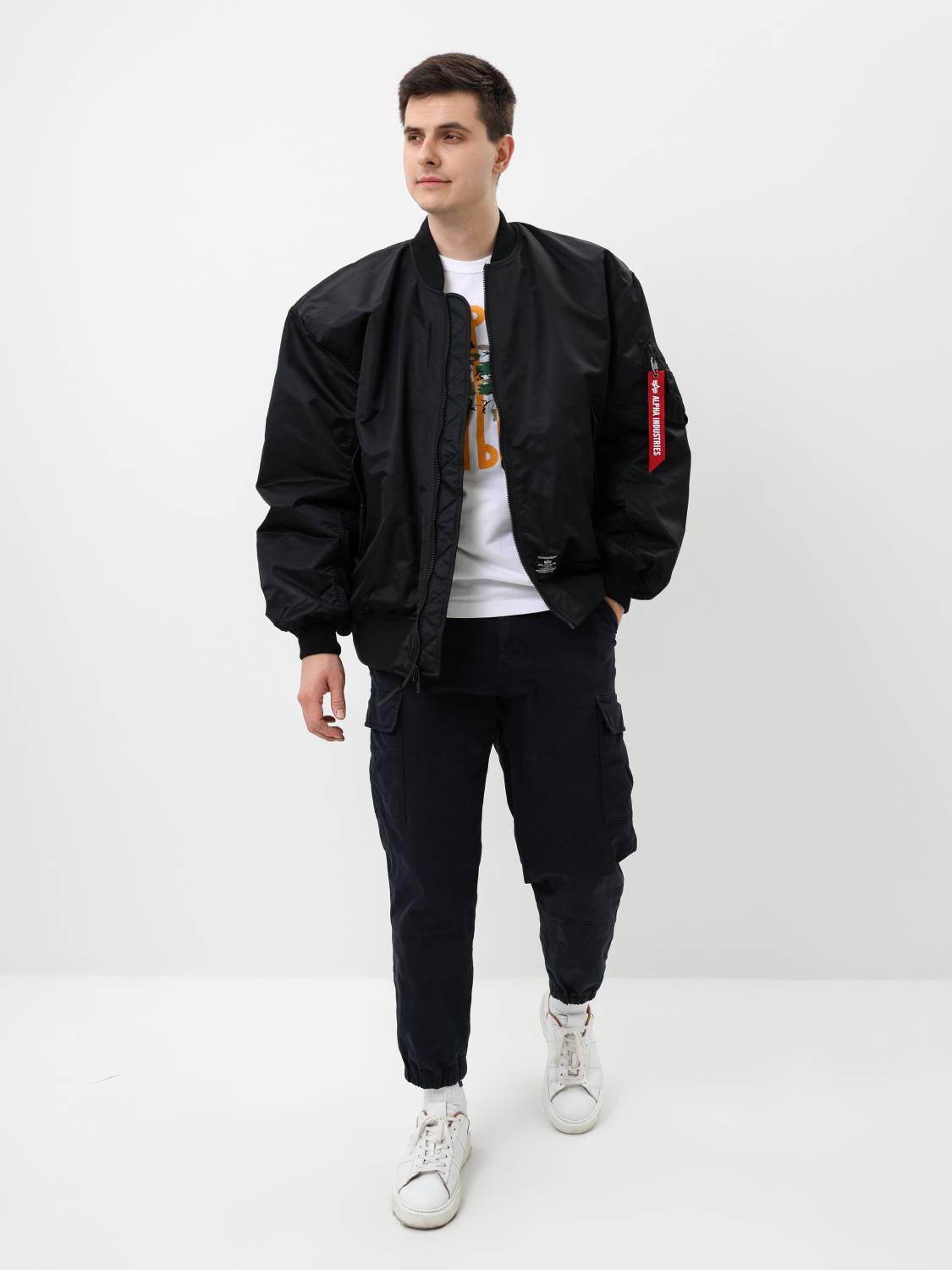 Куртка / Бомбер утепленный мужской оверсайз ''MA-1 Bloodchit Gen II'' (Black) Alpha Industries
