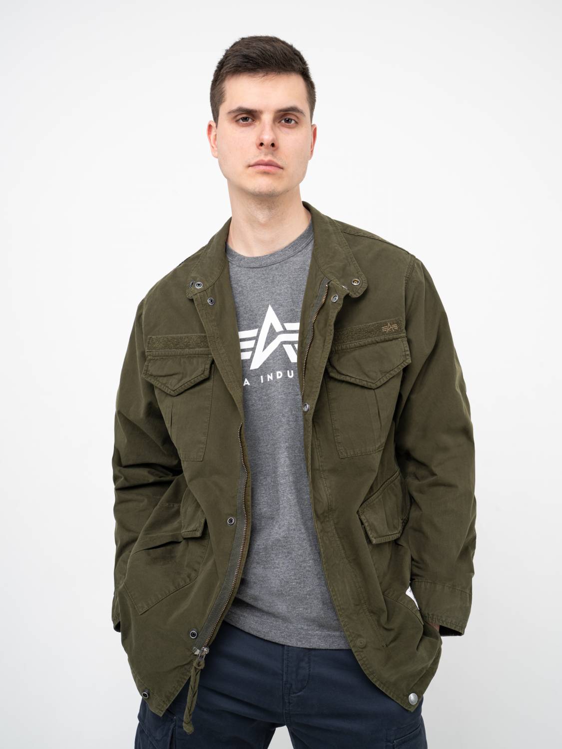 Куртка / Ветровка мужская "M-65 Lightweight" (Dark Green) Alpha Industries