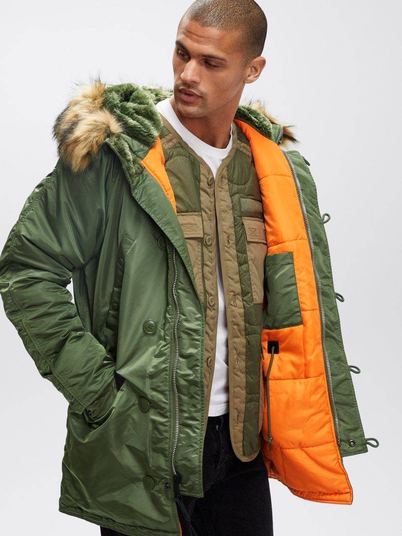 Куртка / Парка теплая мужская "Slim Fit N-3B" (Sage) Alpha Industries
