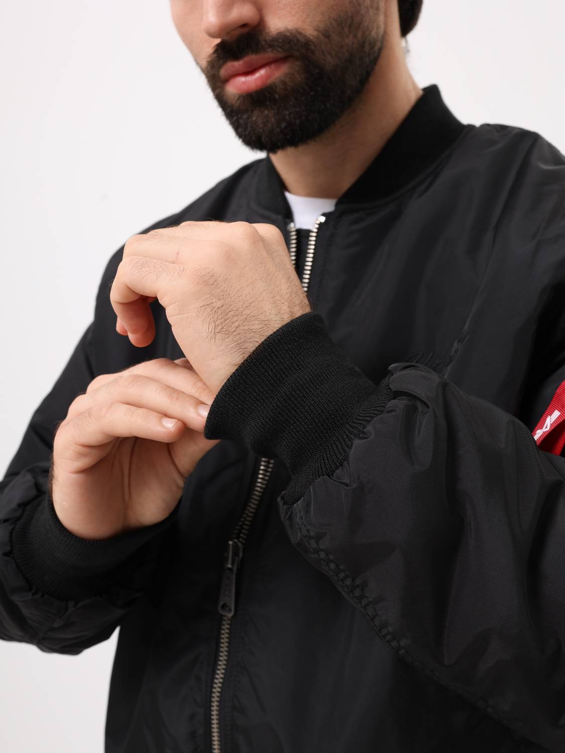 Куртка / Бомбер утепленный мужской '' MA-1 Logo Oxford'' (Black) Alpha Industries