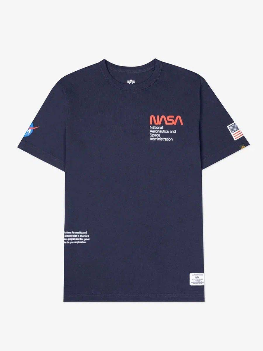 Футболка "NASA Worm Logo" (Replica Blue) Alpha Industries