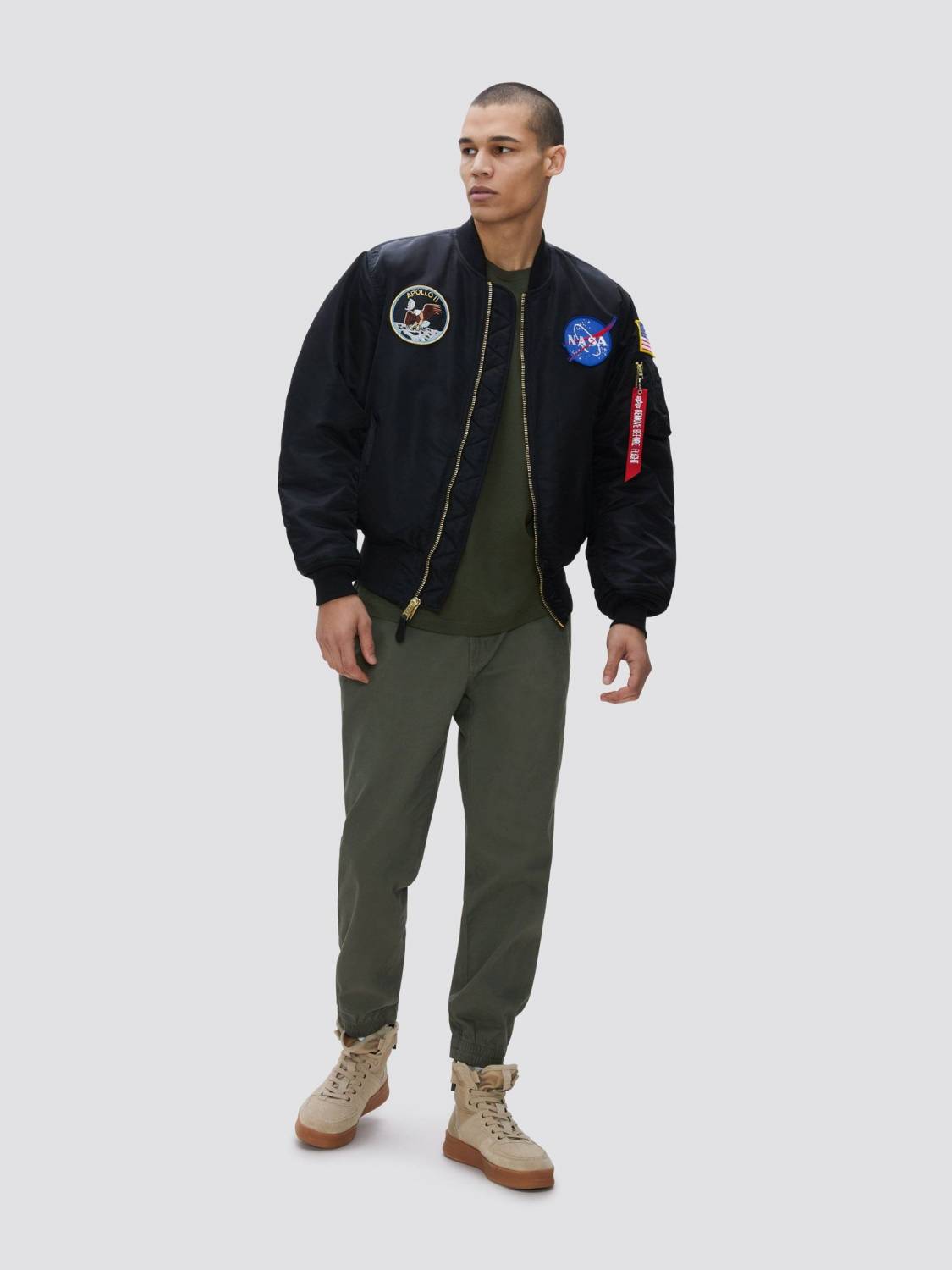 Куртка / Бомбер утепленный мужской ''Apollo MA-1'' (Black) Alpha Industries