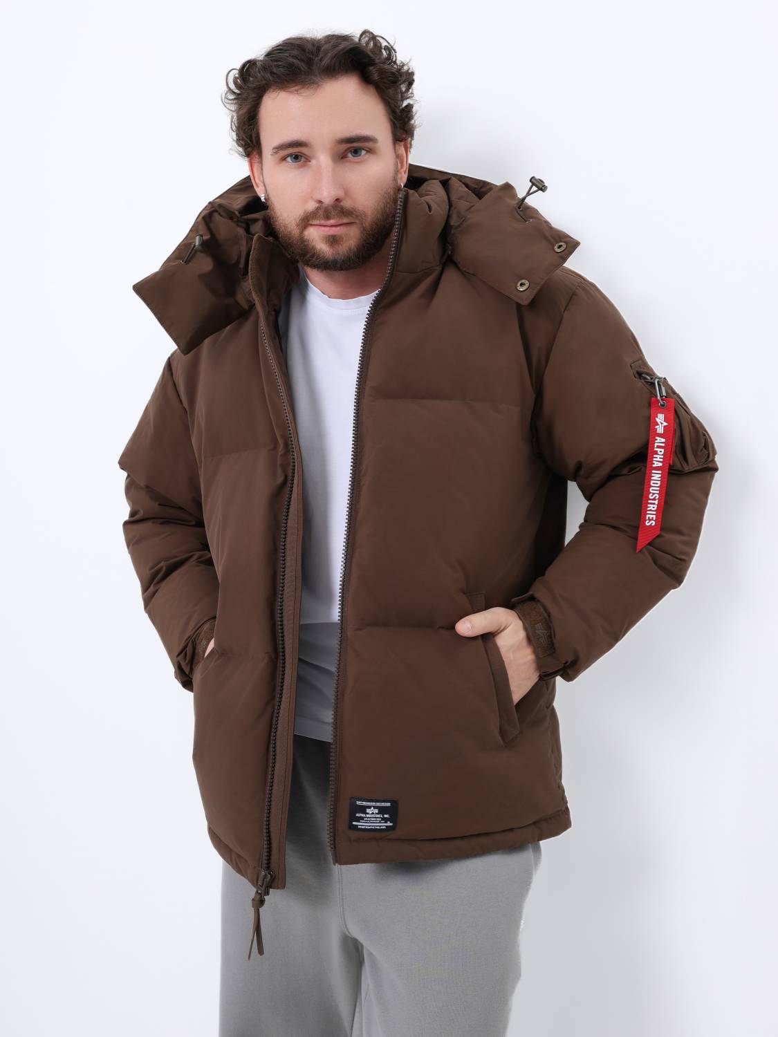 Пуховик / Парка теплая мужская "Puffer Parka" (Espresso) Alpha Industries
