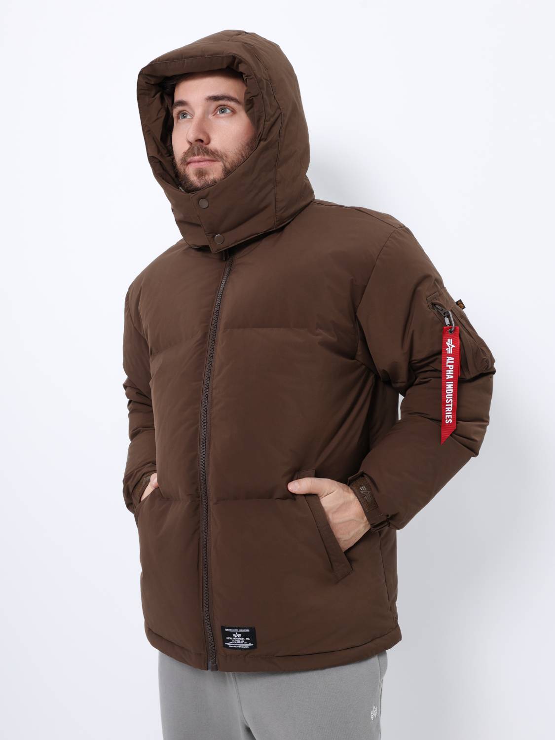 Пуховик / Парка теплая мужская "Puffer Parka" (Espresso) Alpha Industries