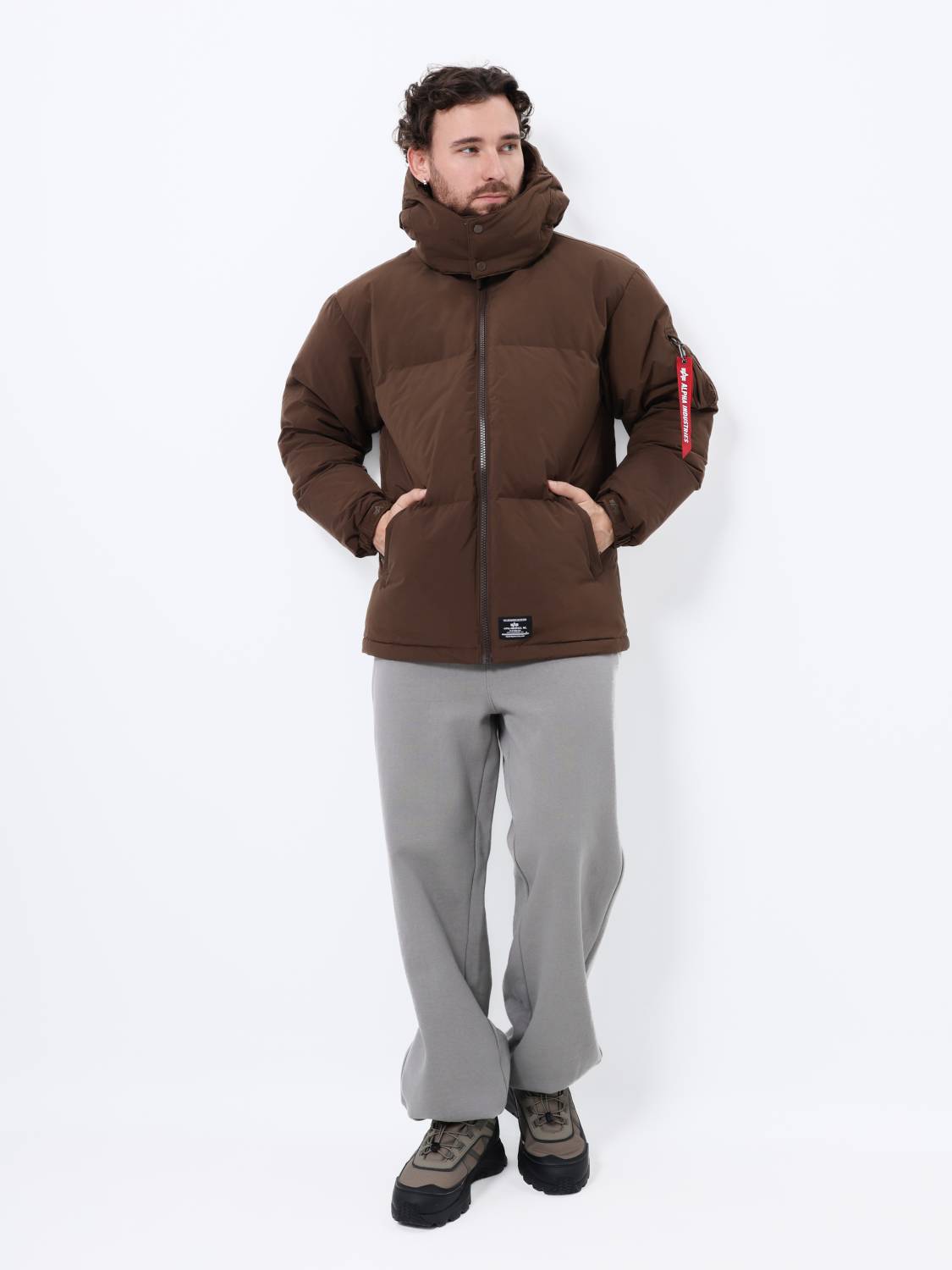 Пуховик / Парка теплая мужская "Puffer Parka" (Espresso) Alpha Industries