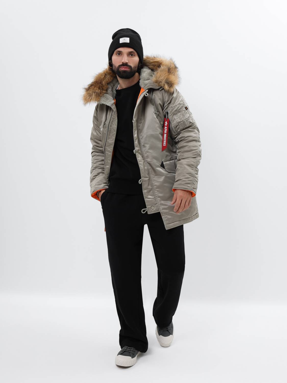 Куртка / Парка теплая мужская "Slim Fit N-3B" (Dark Khaki) Alpha Industries