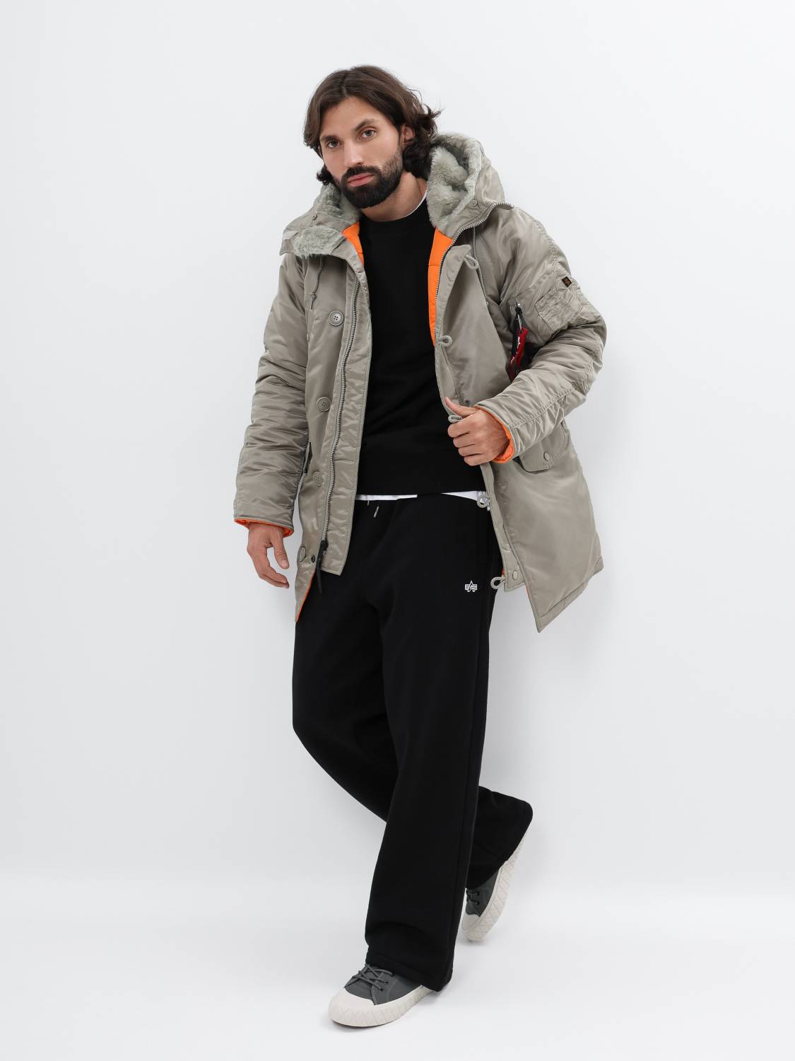 Куртка / Парка теплая мужская "Slim Fit N-3B" (Dark Khaki) Alpha Industries