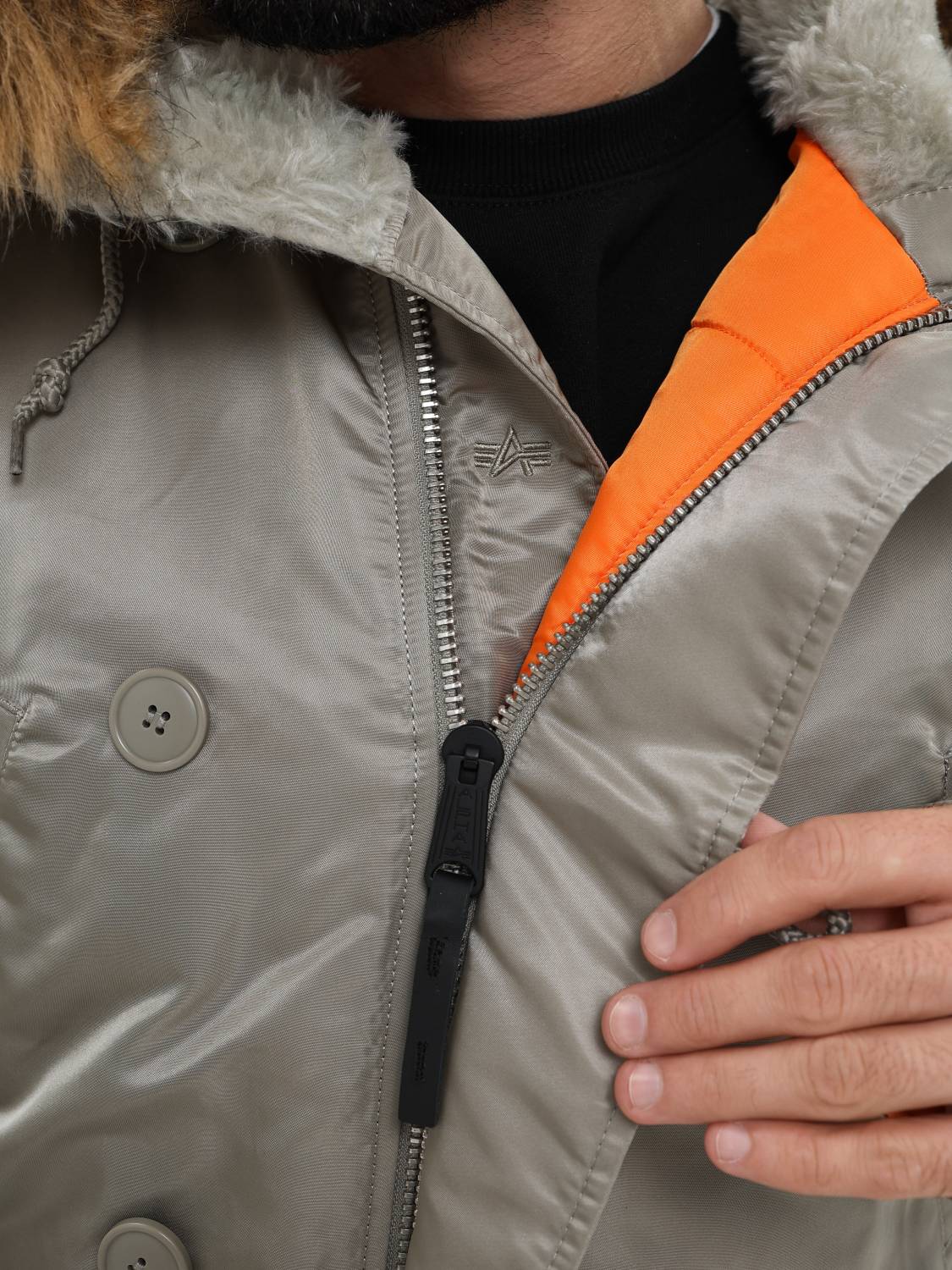 Куртка / Парка теплая мужская "Slim Fit N-3B" (Dark Khaki) Alpha Industries