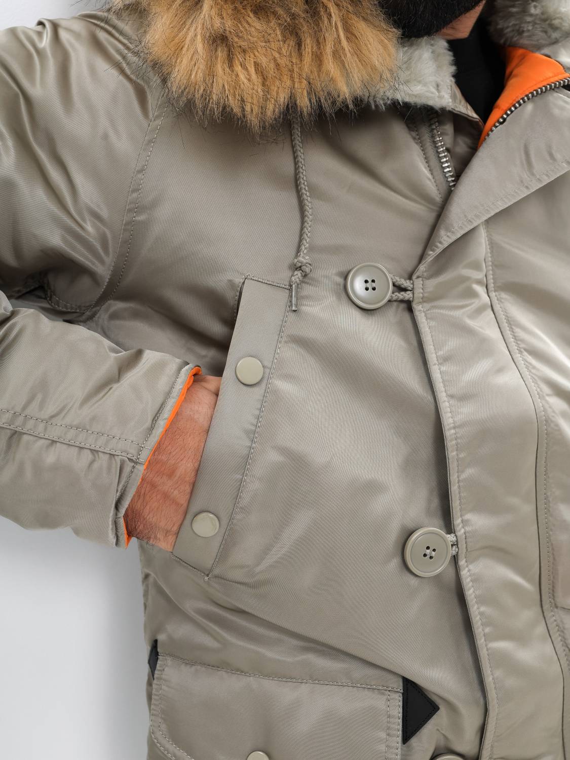 Куртка / Парка теплая мужская "Slim Fit N-3B" (Dark Khaki) Alpha Industries