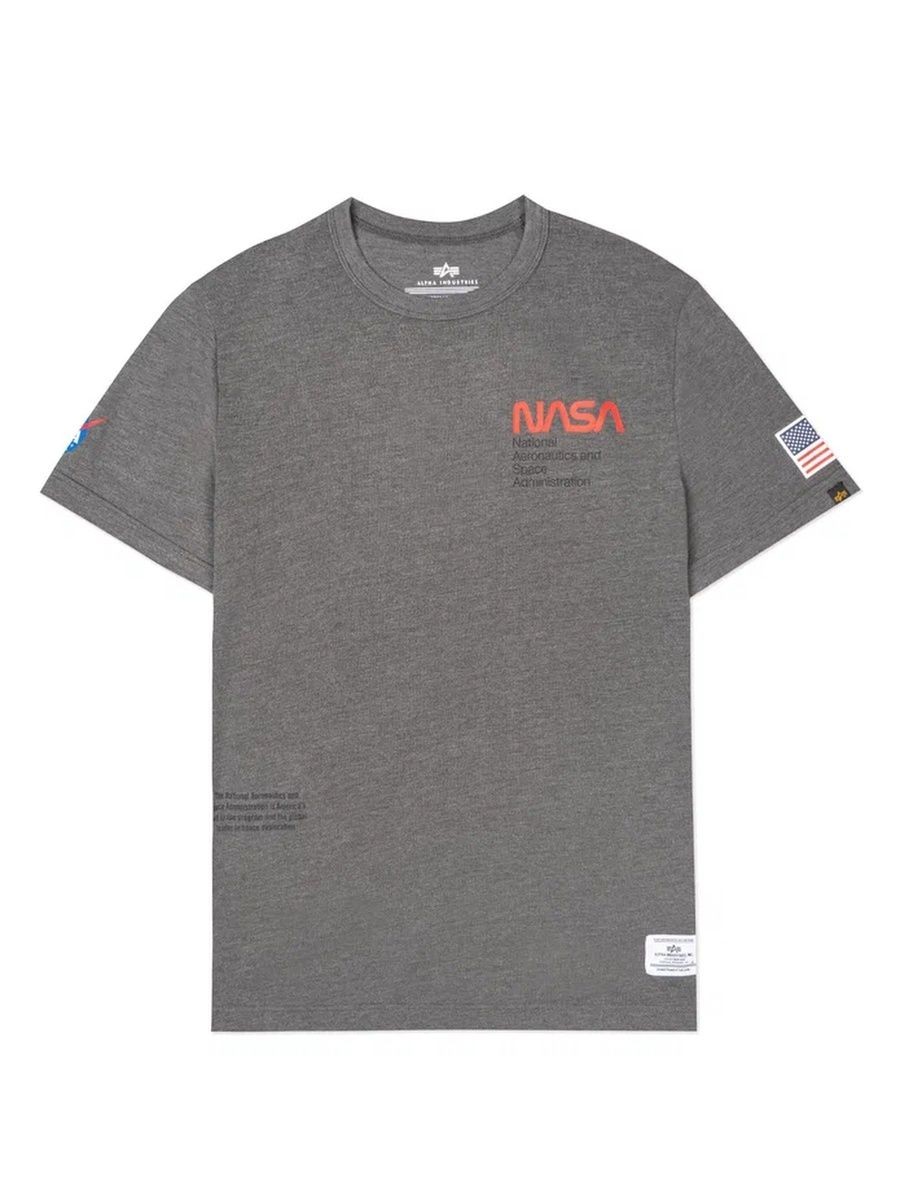 Футболка "NASA Worm Logo" (Dark Charcoal Heather) Alpha Industries