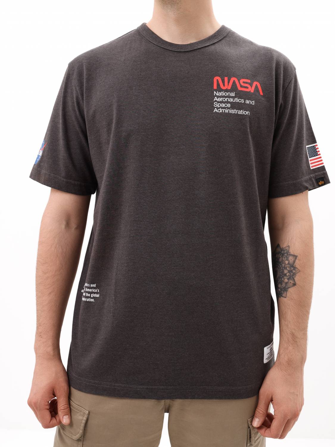 Футболка "NASA Worm Logo" (Dark Charcoal Heather) Alpha Industries