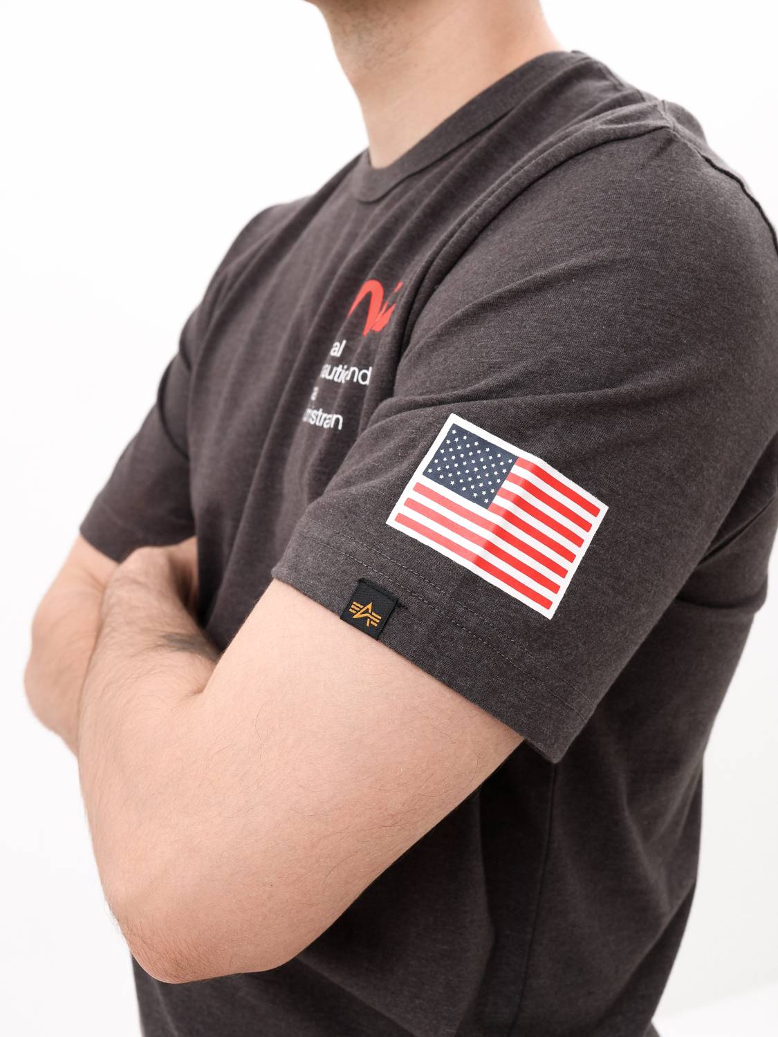 Футболка "NASA Worm Logo" (Dark Charcoal Heather) Alpha Industries