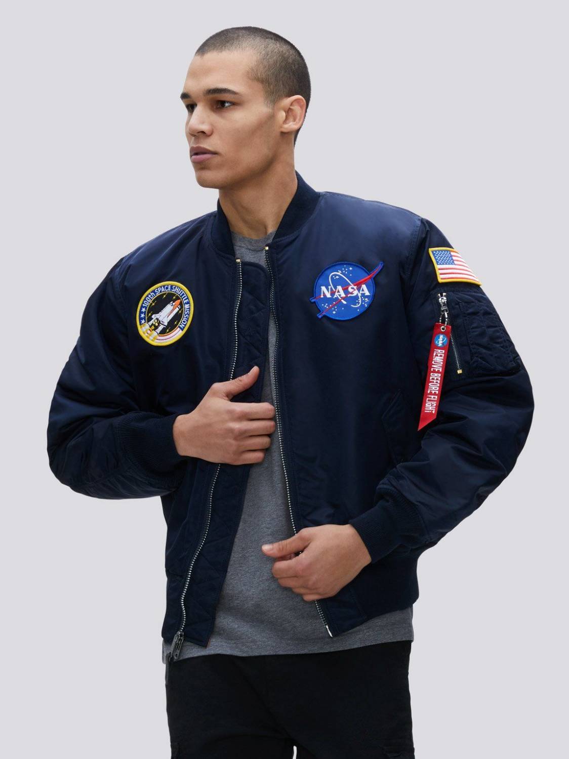 Куртка / Бомбер утепленный мужской ''MA-1 NASA'' (Replica Blue) Alpha Industries