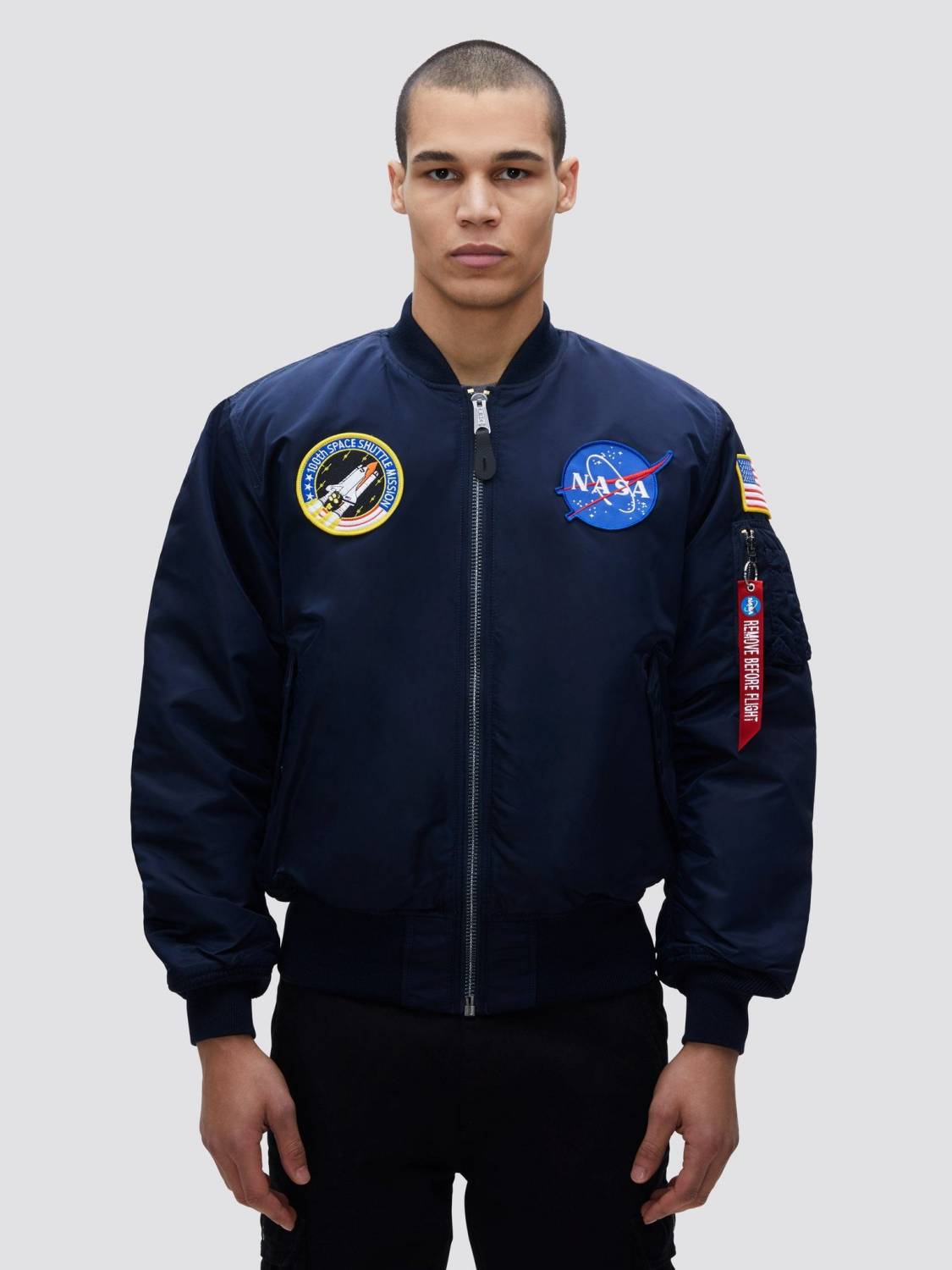 Куртка / Бомбер утепленный мужской ''MA-1 NASA'' (Replica Blue) Alpha Industries