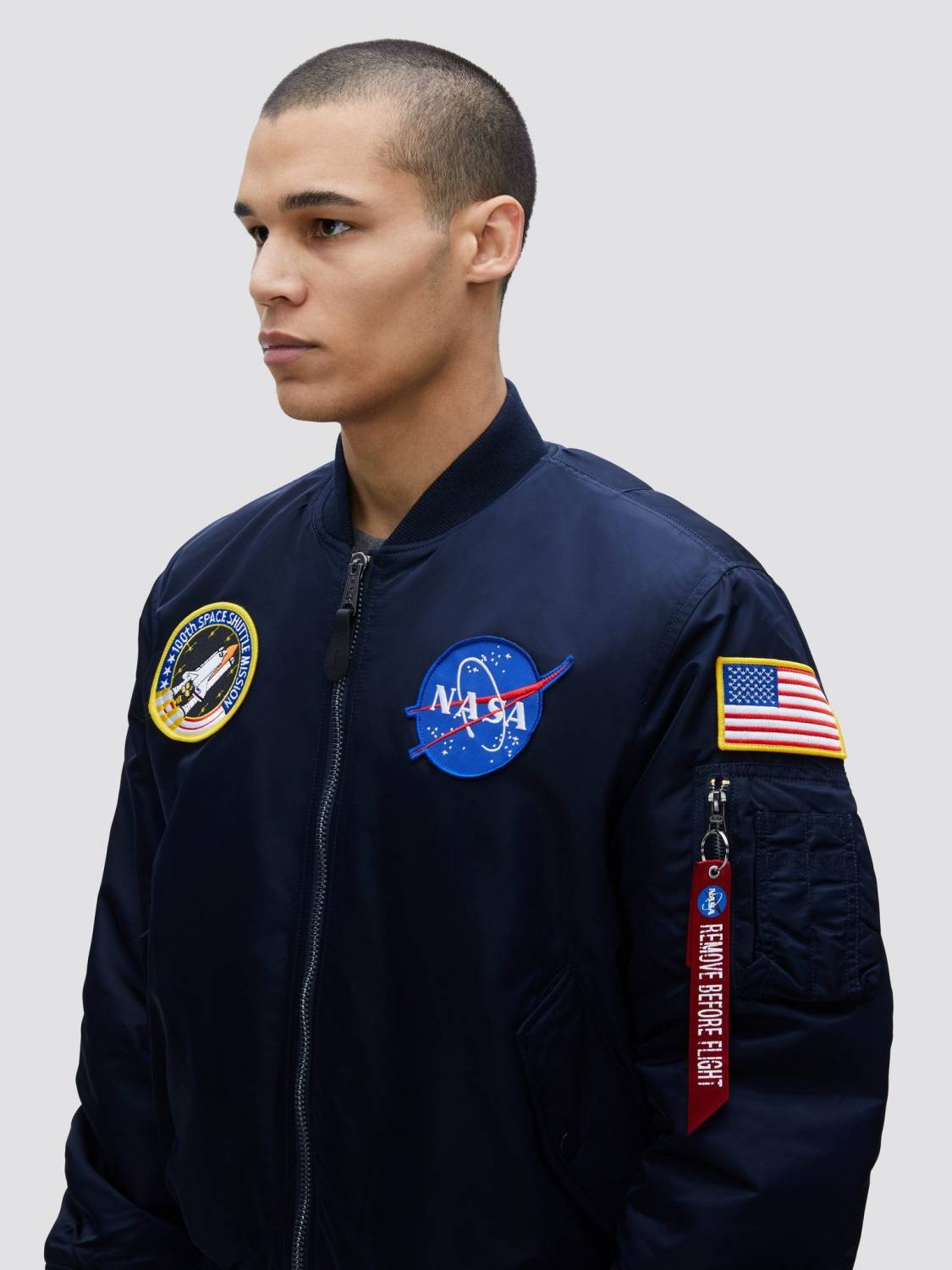 Куртка / Бомбер утепленный мужской ''MA-1 NASA'' (Replica Blue) Alpha Industries