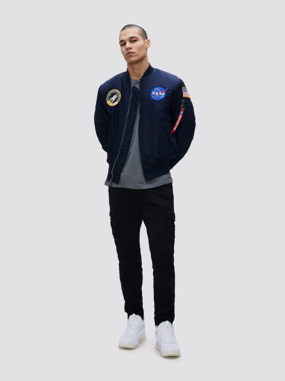 Куртка / Бомбер утепленный мужской ''MA-1 NASA'' (Replica Blue) Alpha Industries