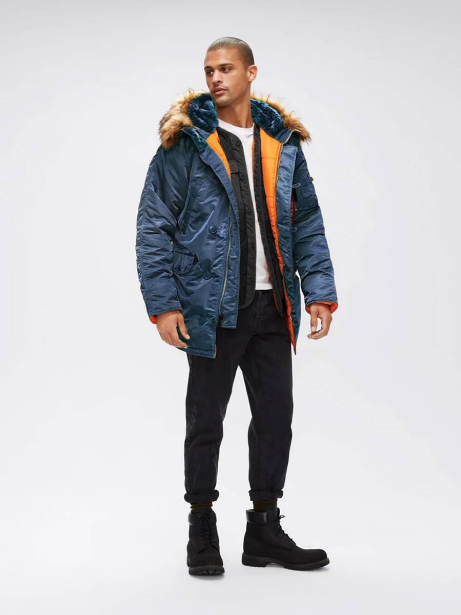 Куртка / Парка теплая мужская "Slim Fit N-3B" (Slate Blue) Alpha Industries