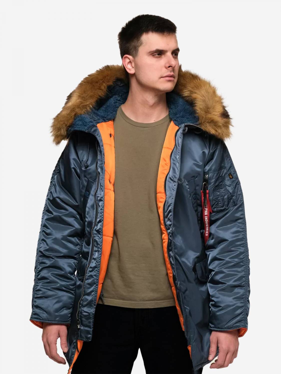 Куртка / Парка теплая мужская "Slim Fit N-3B" (Slate Blue) Alpha Industries