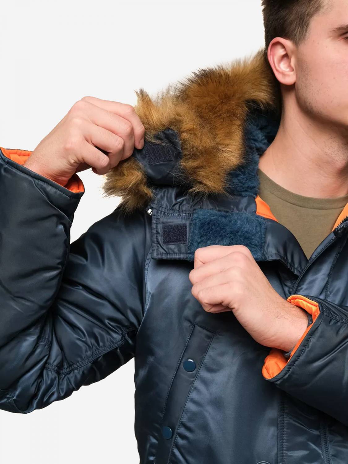 Куртка / Парка теплая мужская "Slim Fit N-3B" (Slate Blue) Alpha Industries