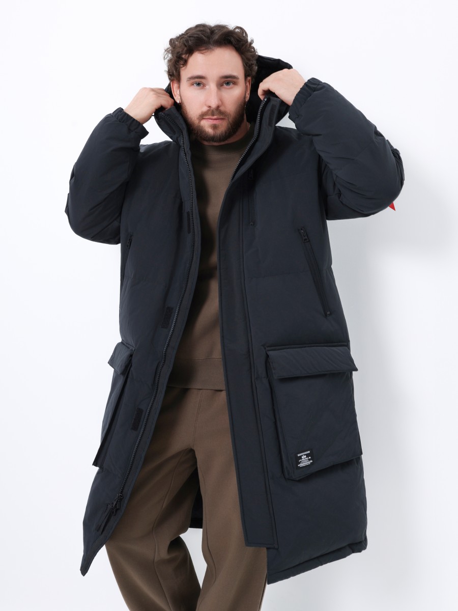 Пуховик / Парка теплая длинная мужская "Long Puffer Parka" (Black) Alpha Industries