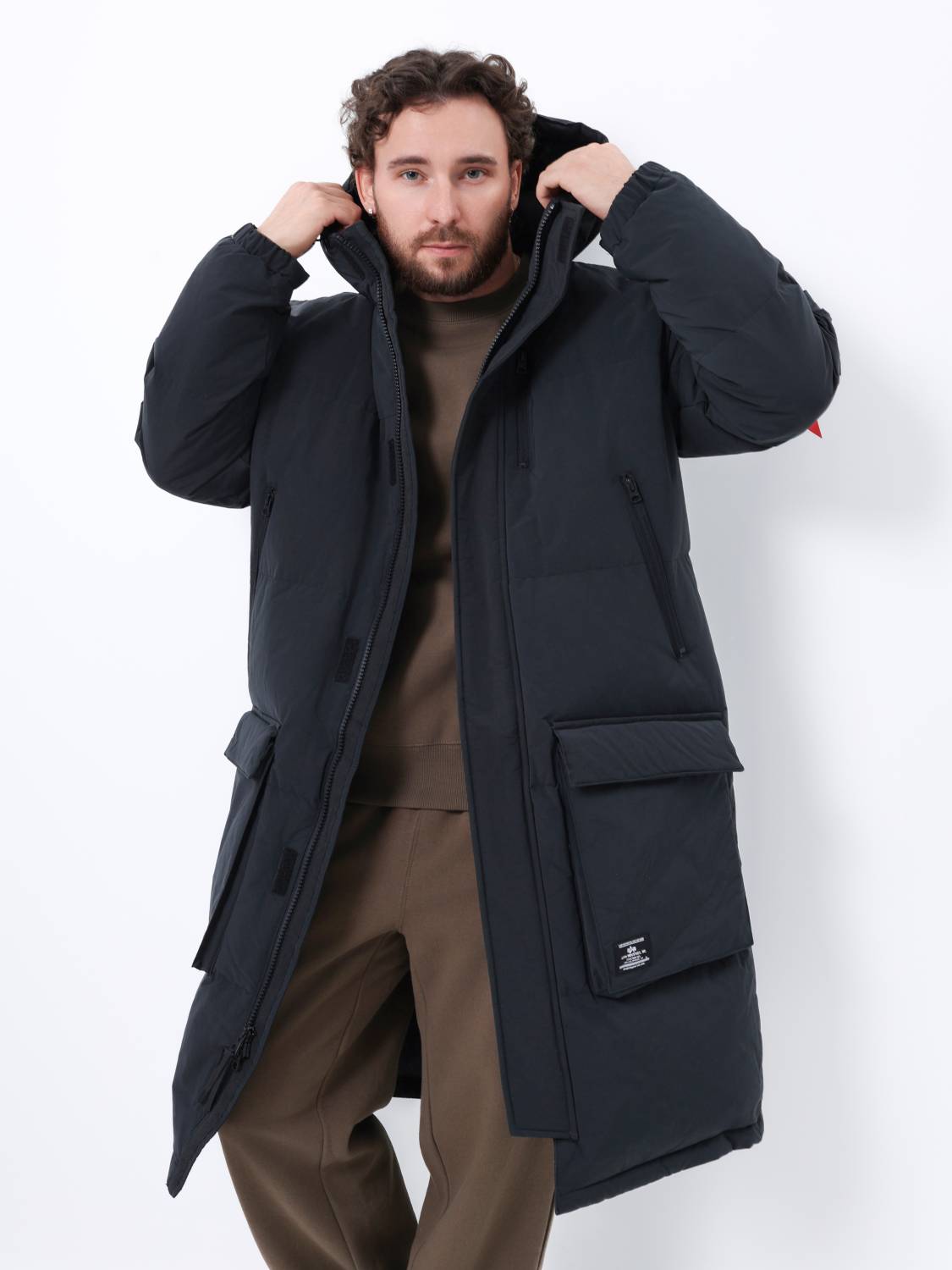 Пуховик / Парка теплая длинная мужская "Long Puffer Parka" (Black) Alpha Industries