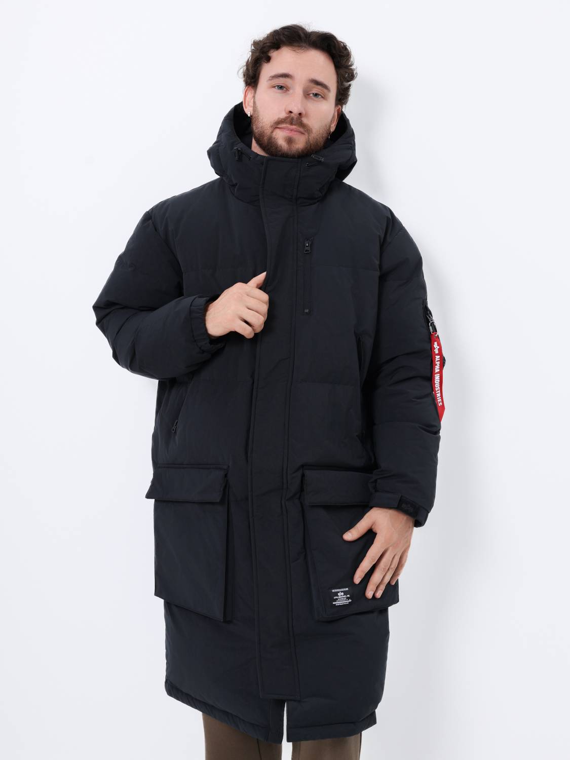 Пуховик / Парка теплая длинная мужская "Long Puffer Parka" (Black) Alpha Industries