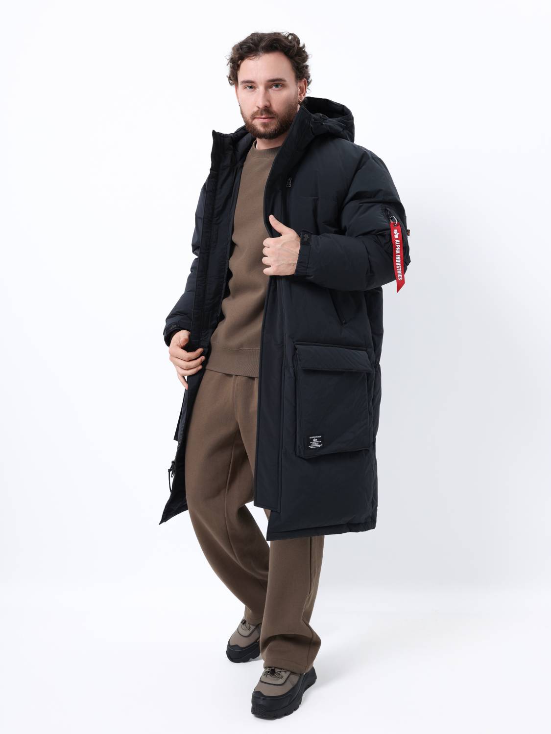 Пуховик / Парка теплая длинная мужская "Long Puffer Parka" (Black) Alpha Industries