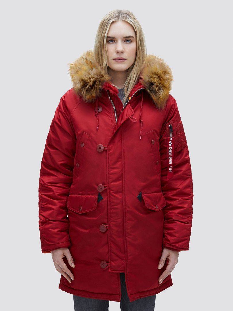 Куртка / Парка теплая женская "N-3B W" (Commander Red) Alpha Industries 