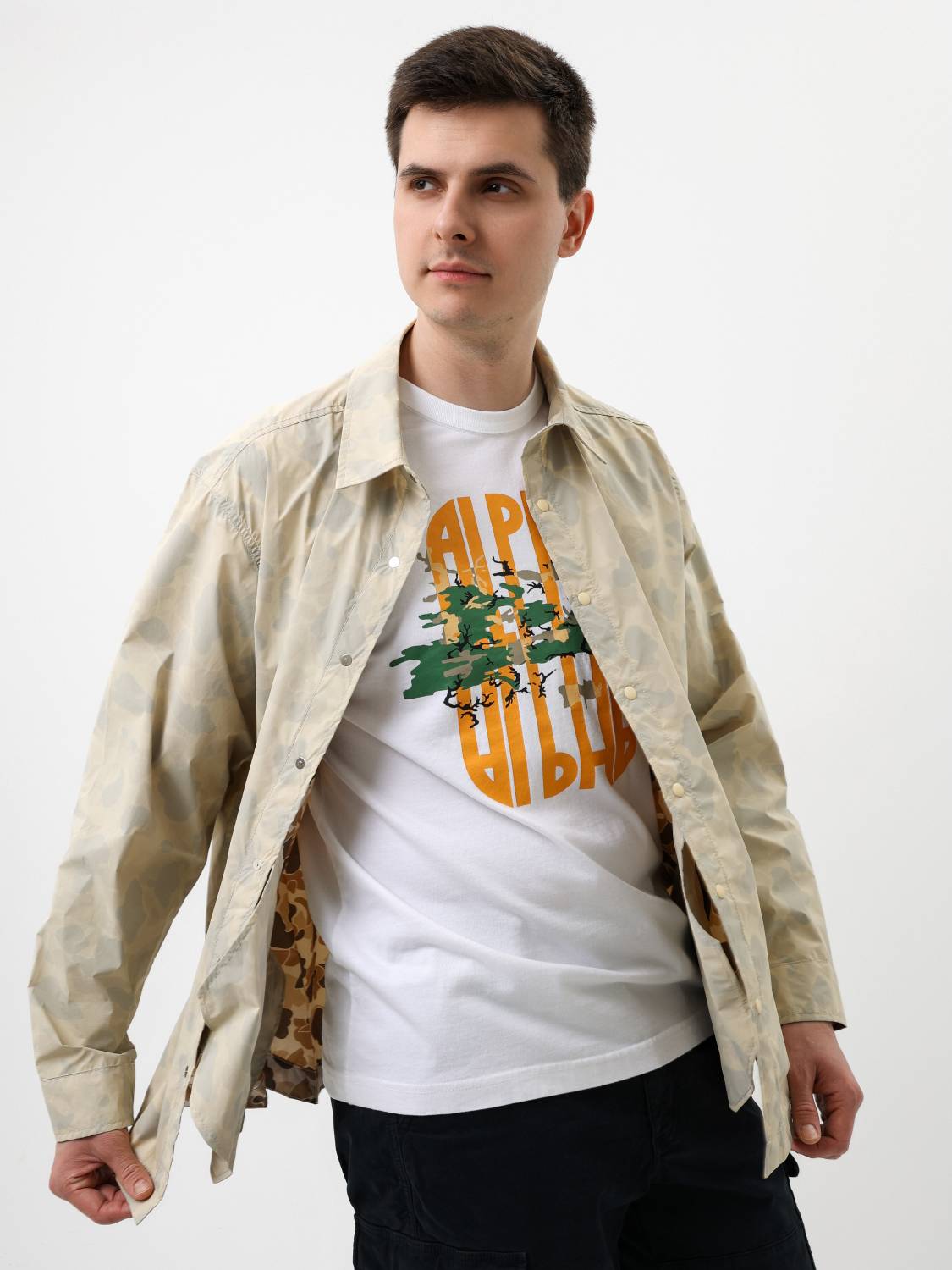 Куртка / Ветровка / Рубашка мужская "Packaway Shirt" (Limestone) Alpha Industries 1