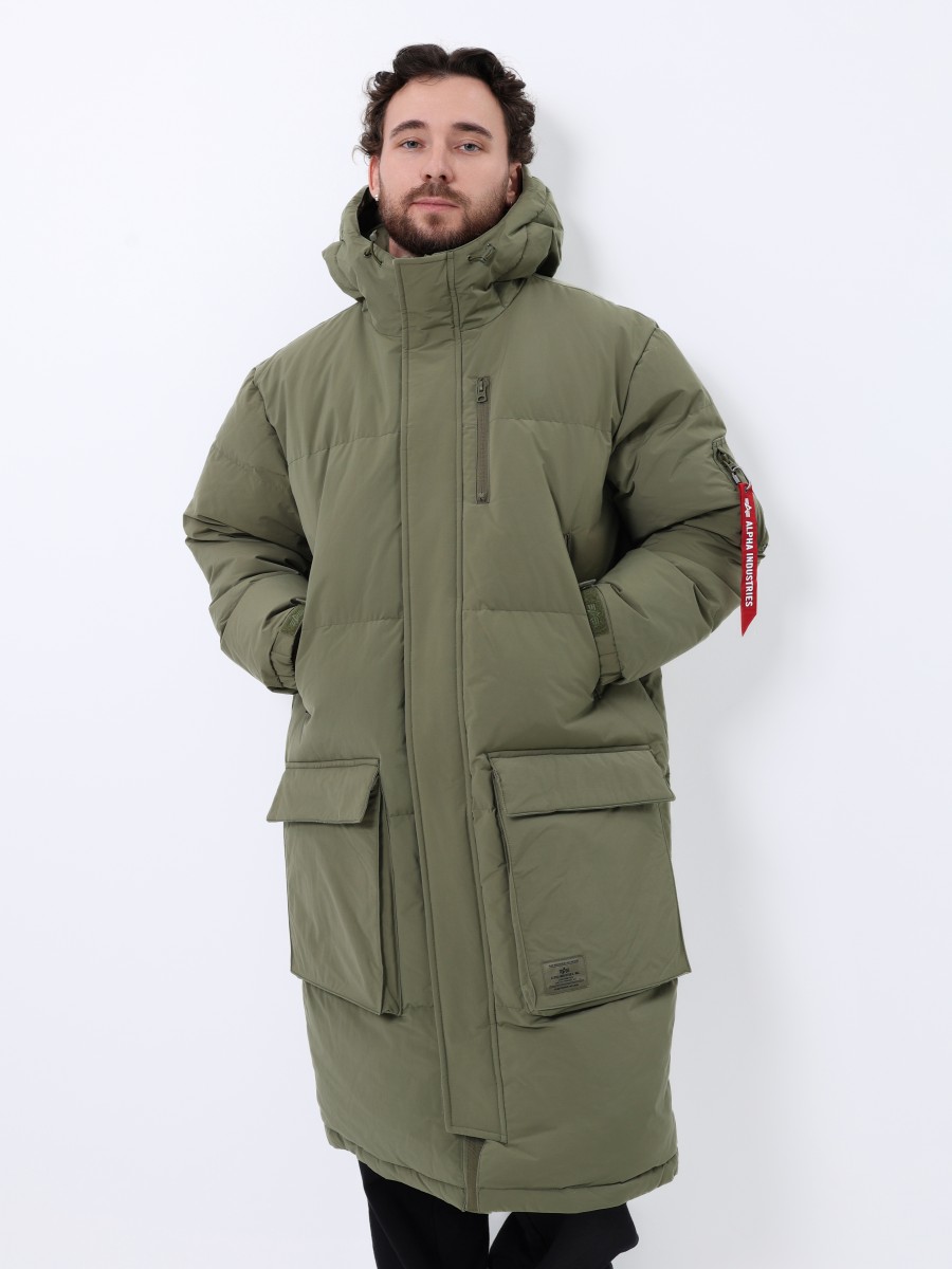 Пуховик / Парка теплая длинная мужская "Long Puffer Parka" (OG-107 Green) Alpha Industries