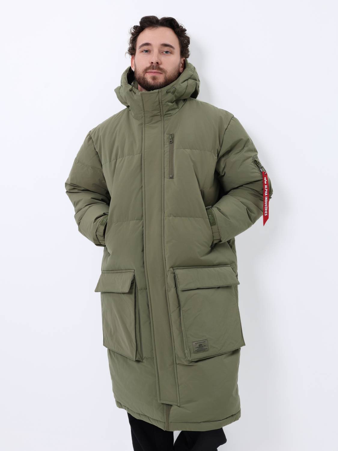 Пуховик / Парка теплая длинная мужская "Long Puffer Parka" (OG-107 Green) Alpha Industries