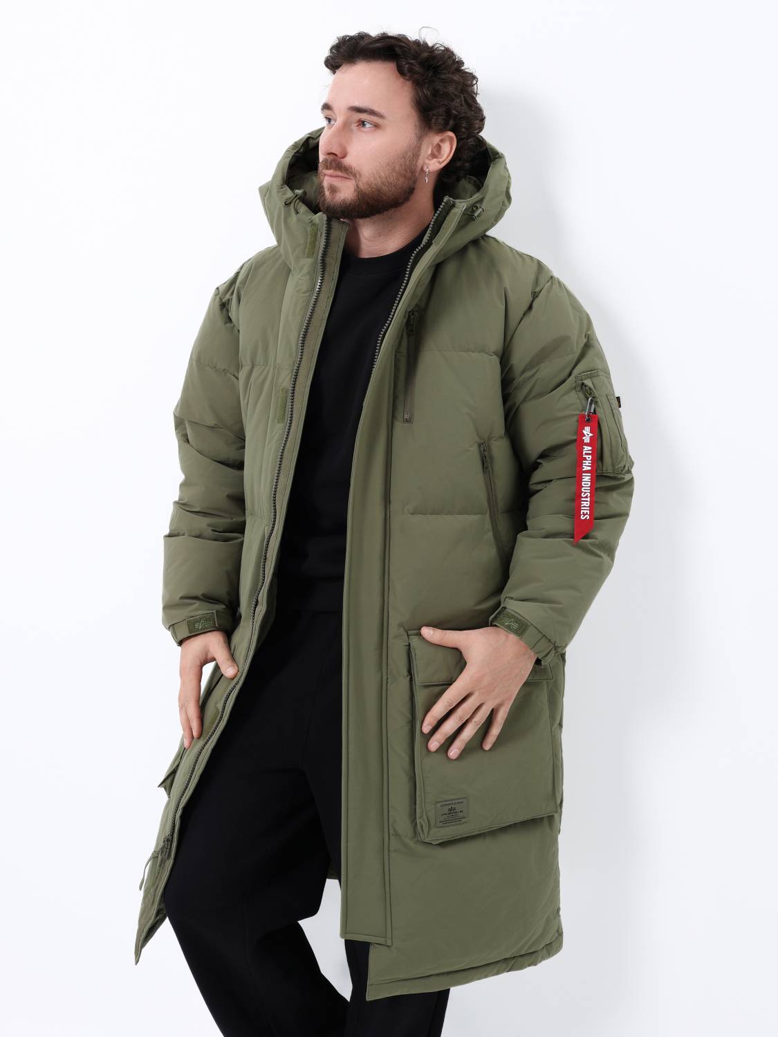 Пуховик / Парка теплая длинная мужская "Long Puffer Parka" (OG-107 Green) Alpha Industries