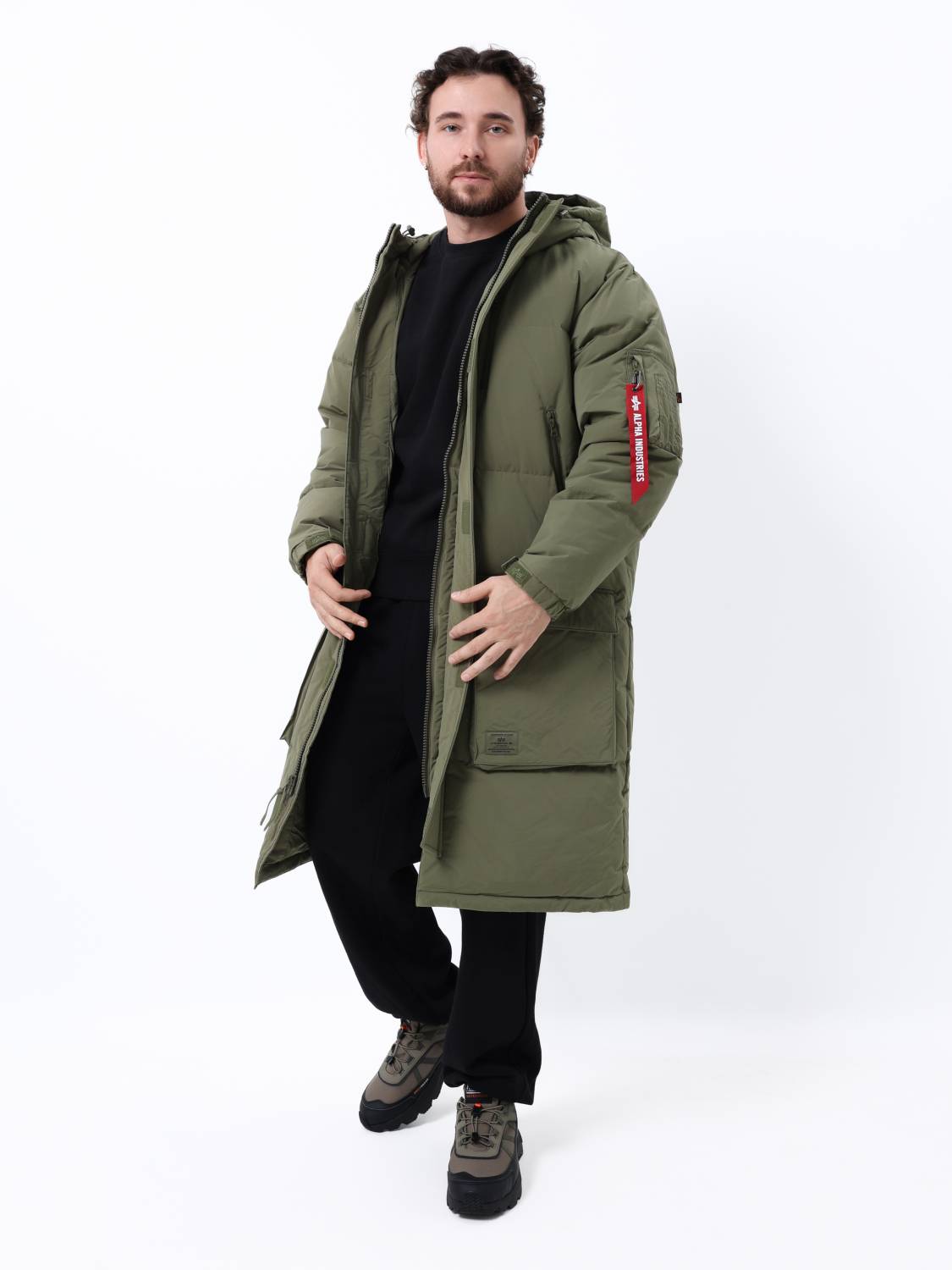 Пуховик / Парка теплая длинная мужская "Long Puffer Parka" (OG-107 Green) Alpha Industries