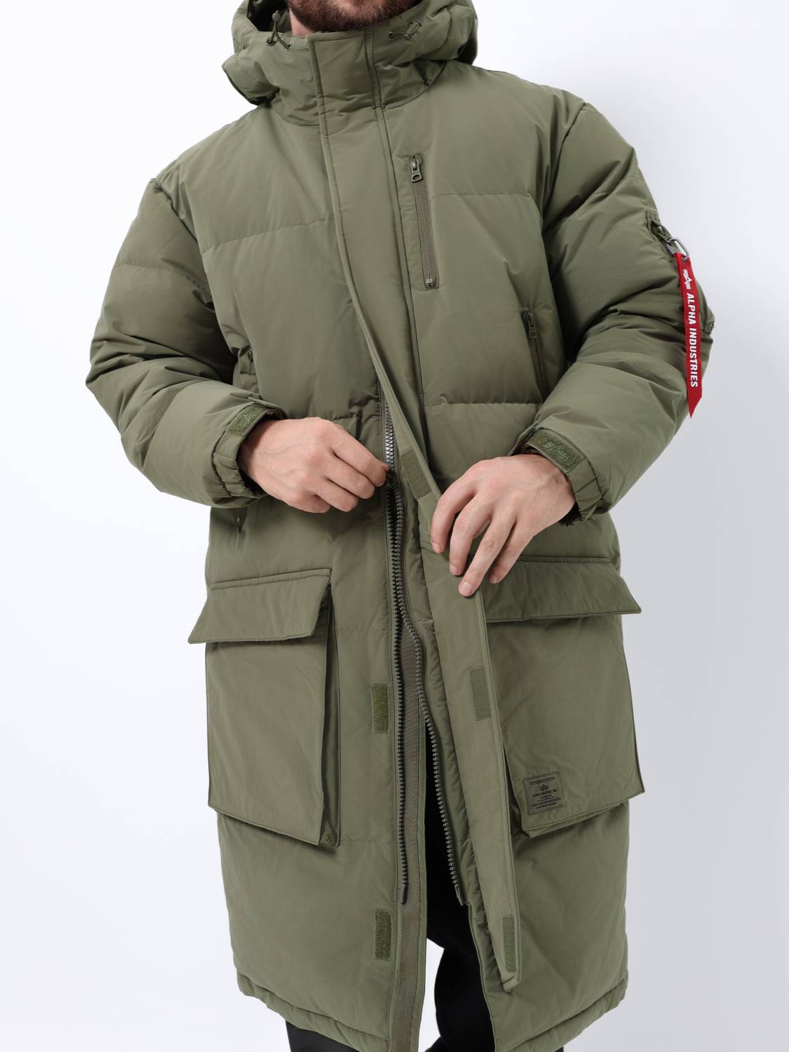 Пуховик / Парка теплая длинная мужская "Long Puffer Parka" (OG-107 Green) Alpha Industries