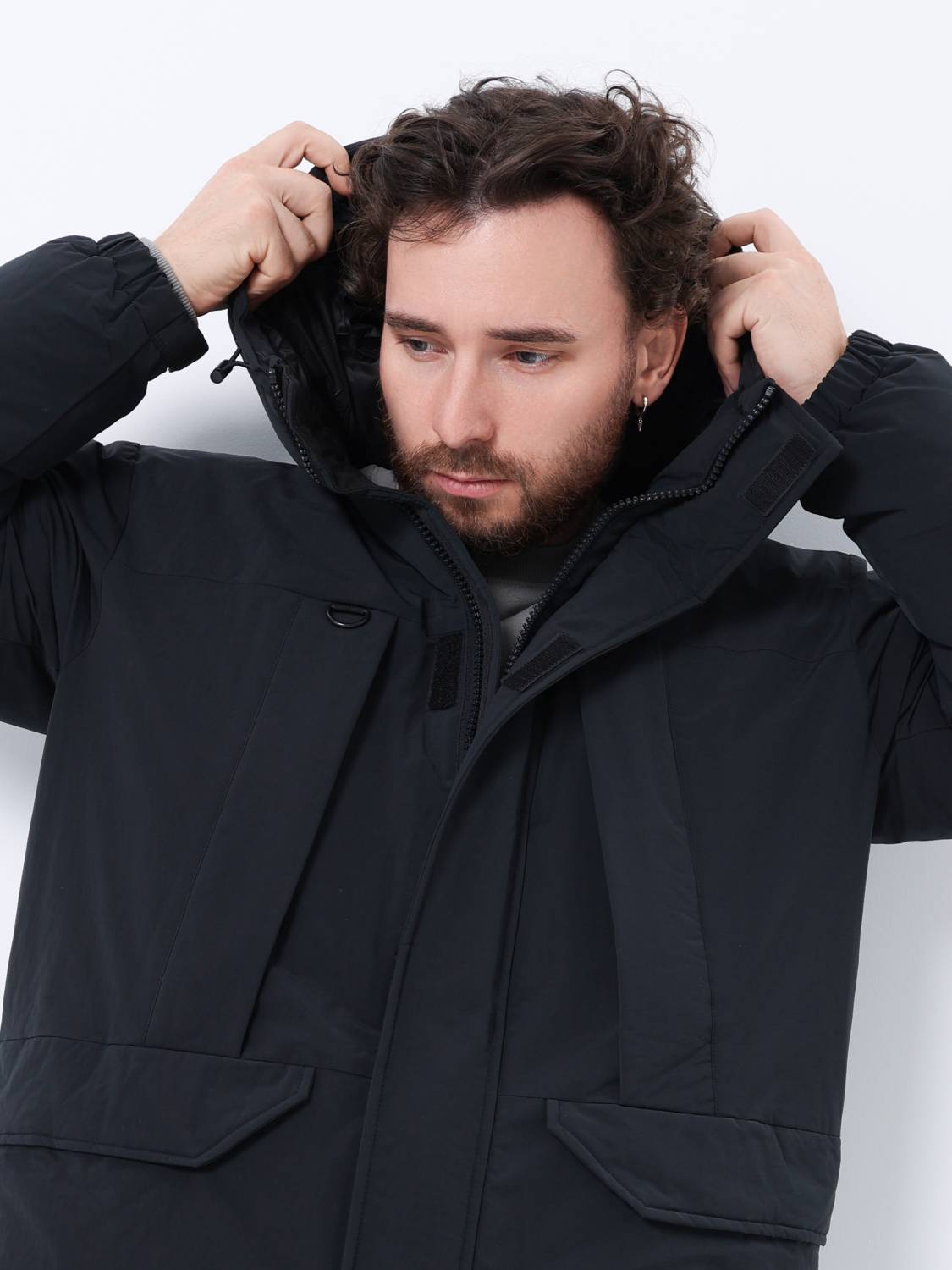 Куртка / Парка теплая пуховая длинная мужская "Seal Long Puffer" (Black) Alpha Industrie