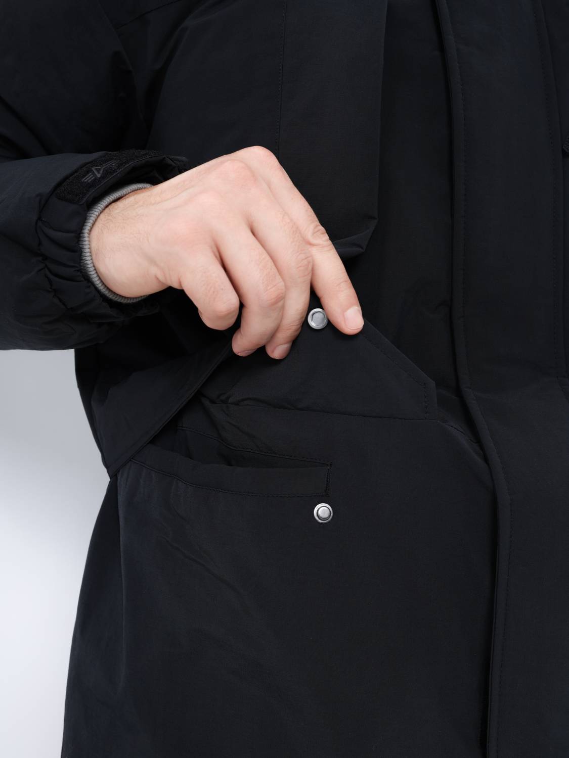 Куртка / Парка теплая пуховая длинная мужская "Seal Long Puffer" (Black) Alpha Industrie