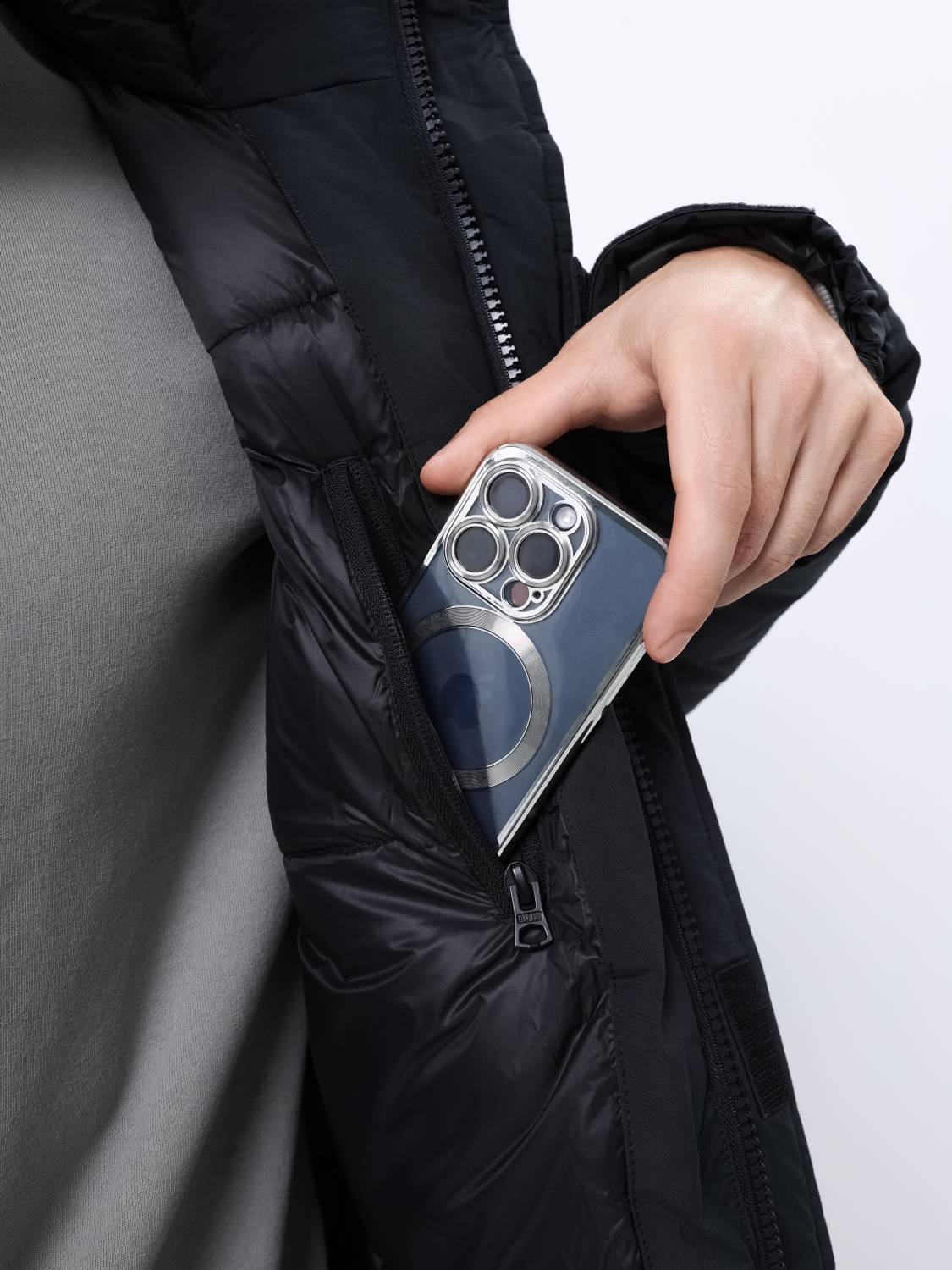 Куртка / Парка теплая пуховая длинная мужская "Seal Long Puffer" (Black) Alpha Industrie