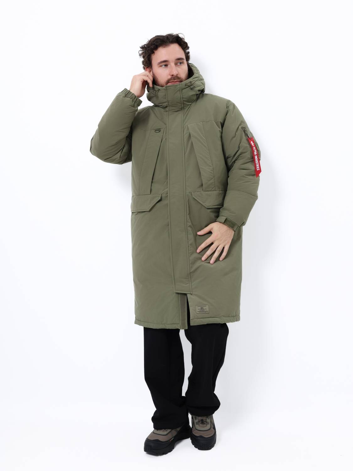 Куртка / Парка теплая пуховая длинная мужская "Seal Long Puffer" (OG-107 Green) Alpha Industrie