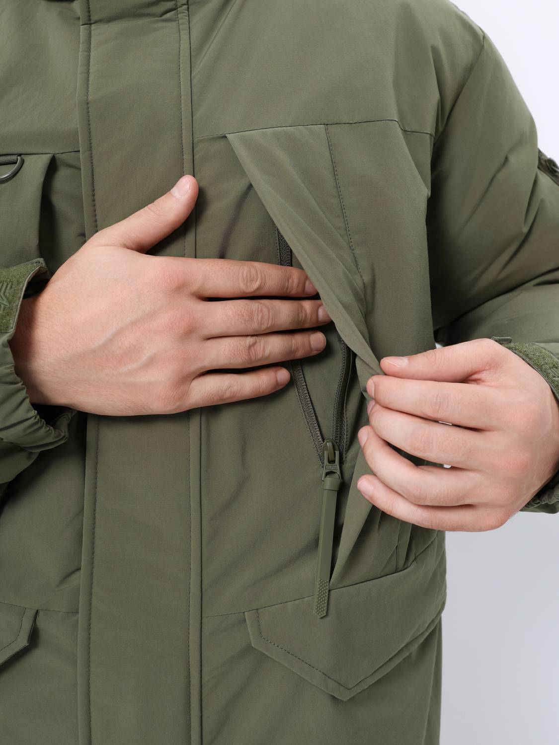 Куртка / Парка теплая пуховая длинная мужская "Seal Long Puffer" (OG-107 Green) Alpha Industrie