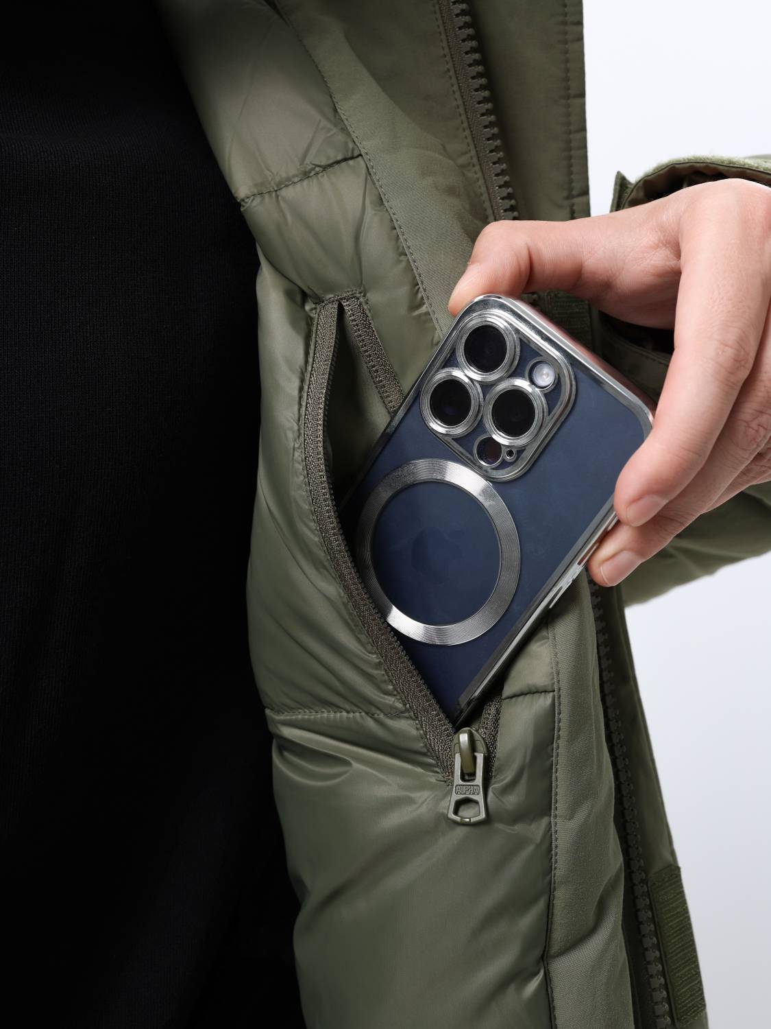 Куртка / Парка теплая пуховая длинная мужская "Seal Long Puffer" (OG-107 Green) Alpha Industrie