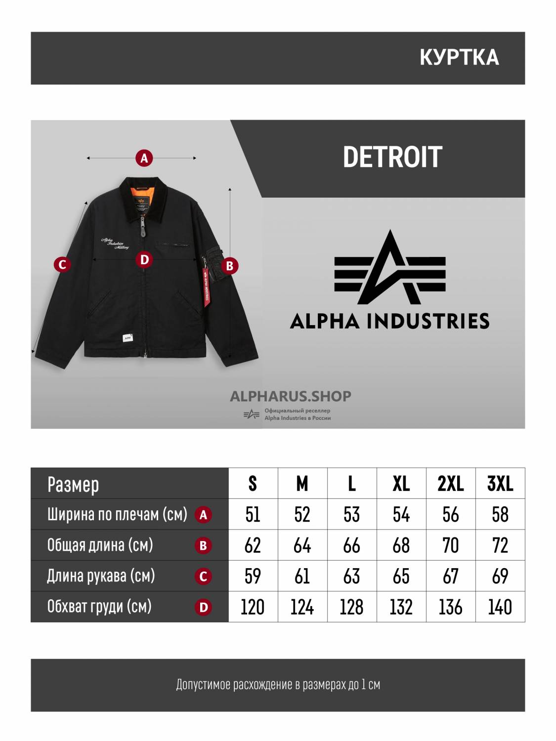 Куртка утепленная мужская "Detroit" (Black) Alpha Industries